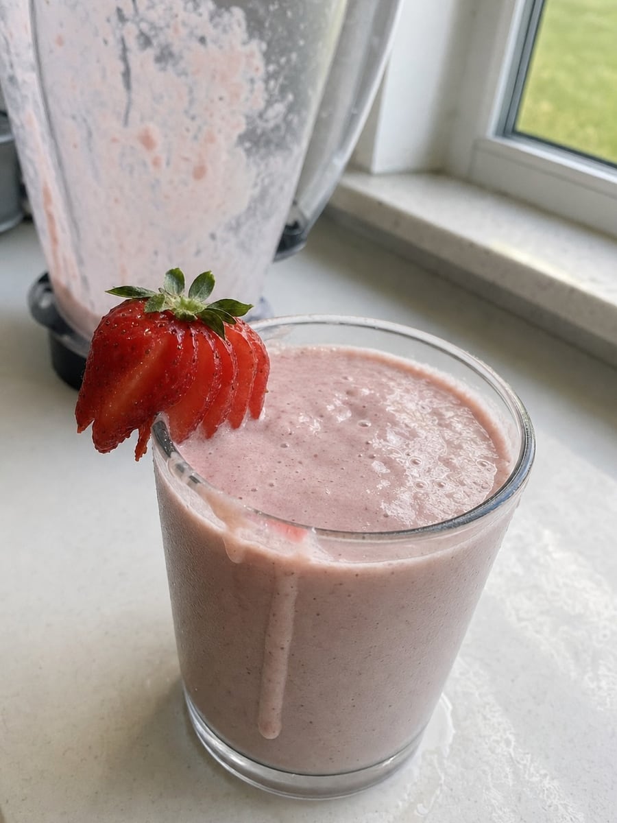 Strawberry Banana Blush Smoothie, a recipe from The 10-Min Cookbook